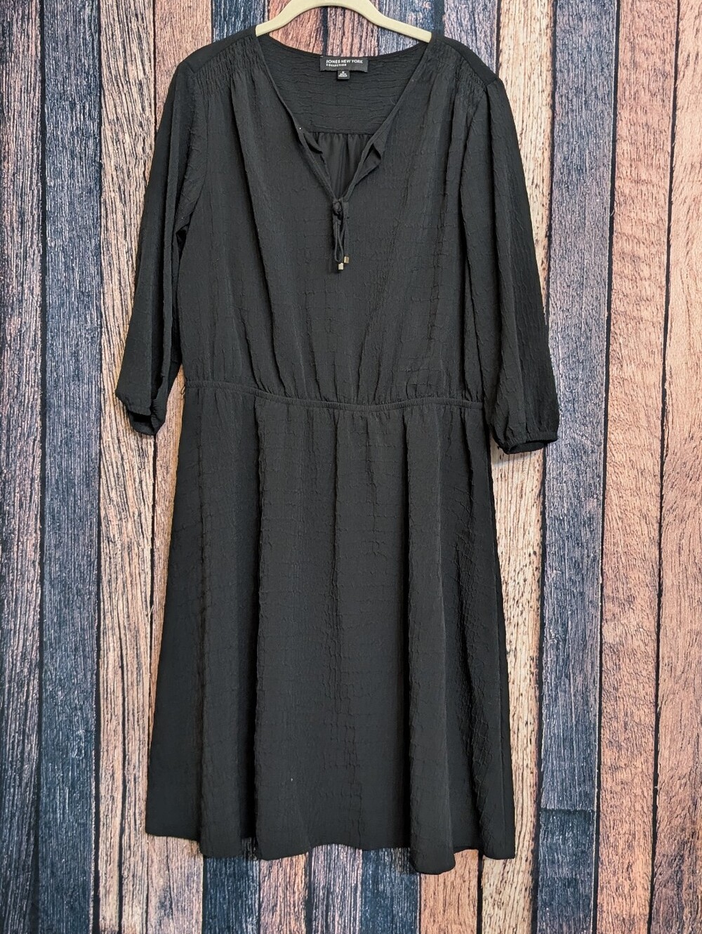 Textured Black Midi Dress